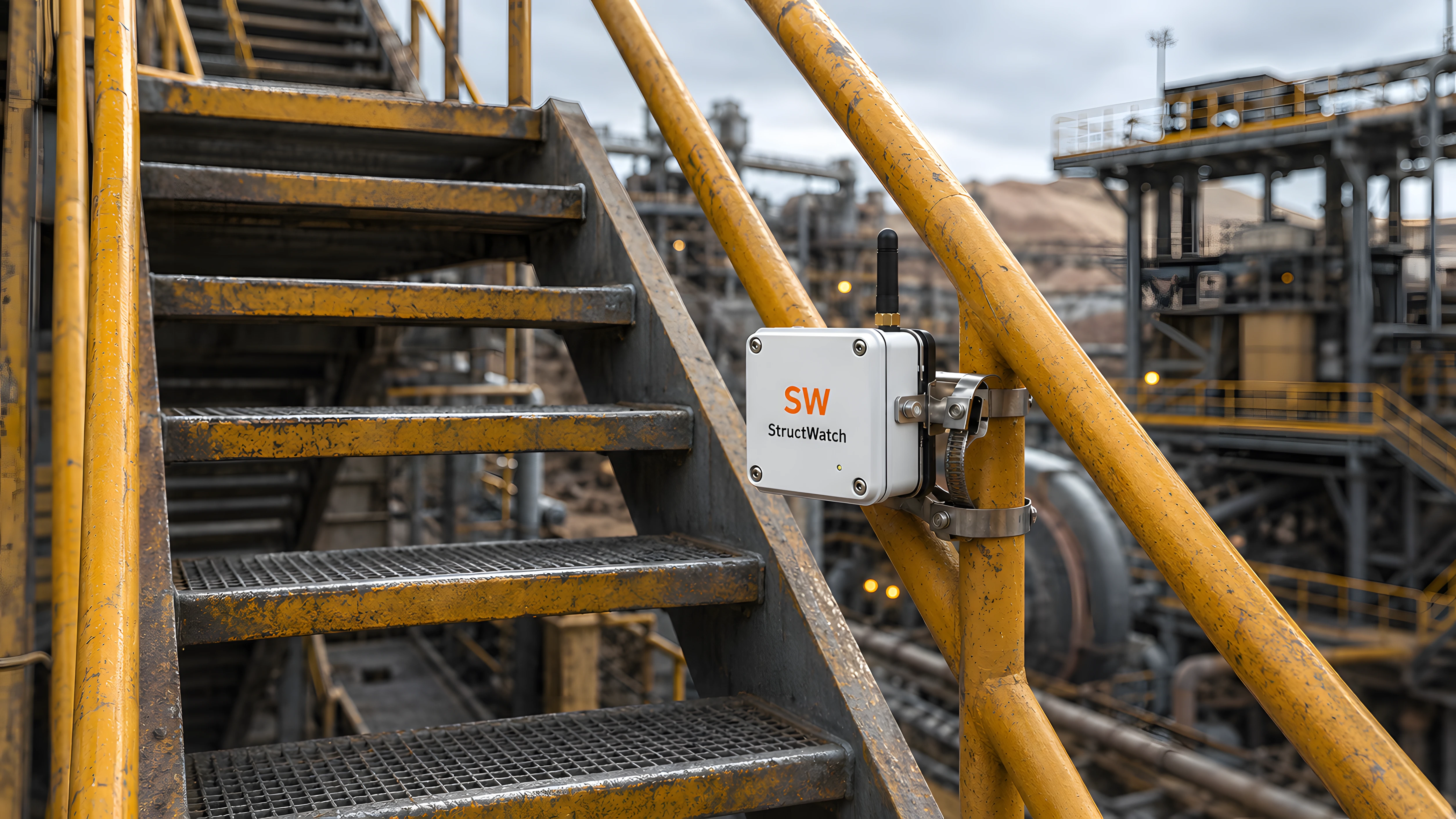 Escalera industrial monitoreada con StructWatch