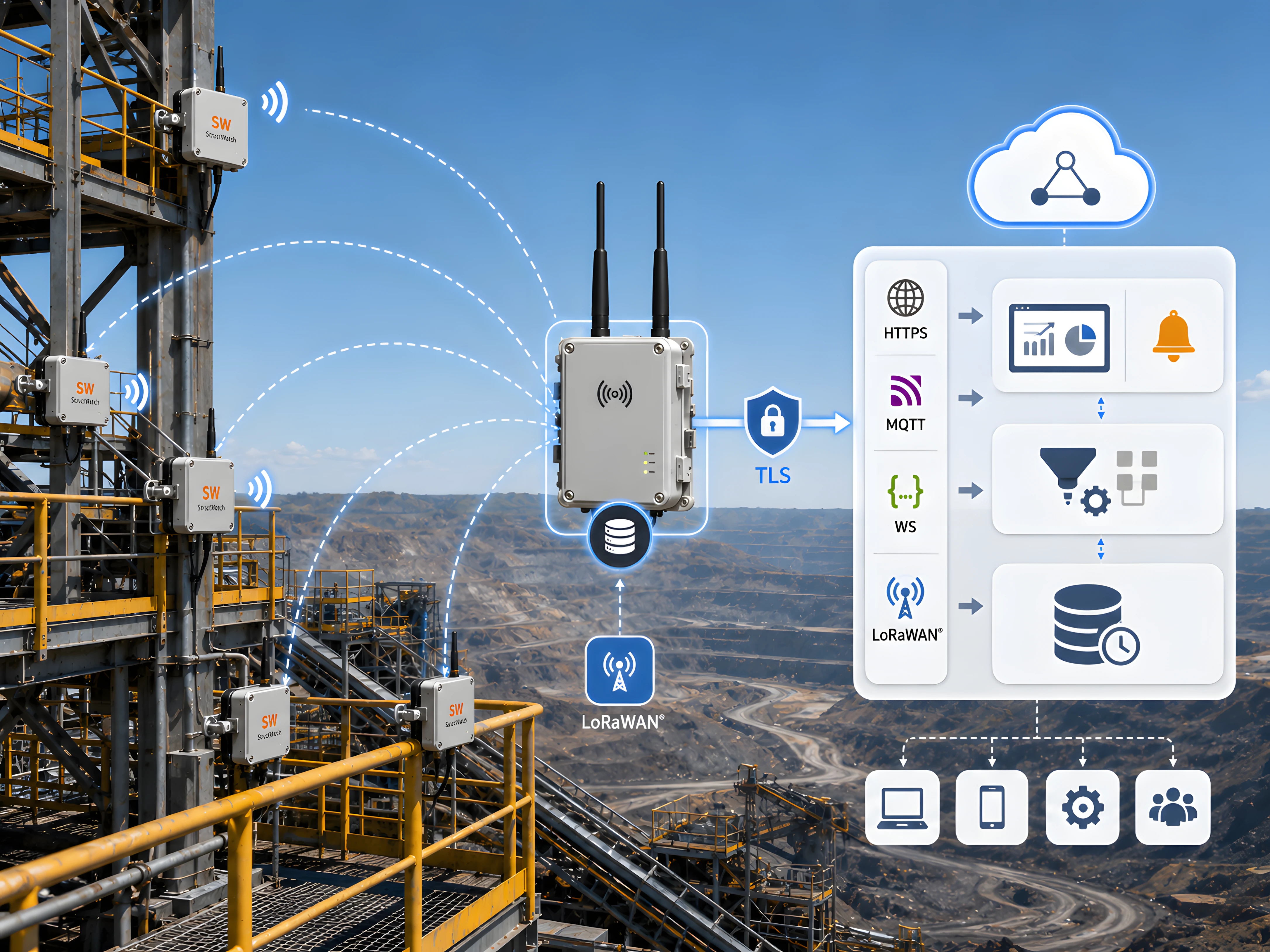 Gateway web StructWatch para comunicacion industrial